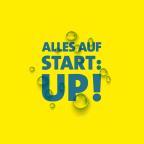 Gelbe Fläche mit dem Schriftzug "Alles Auf Start: Up!"